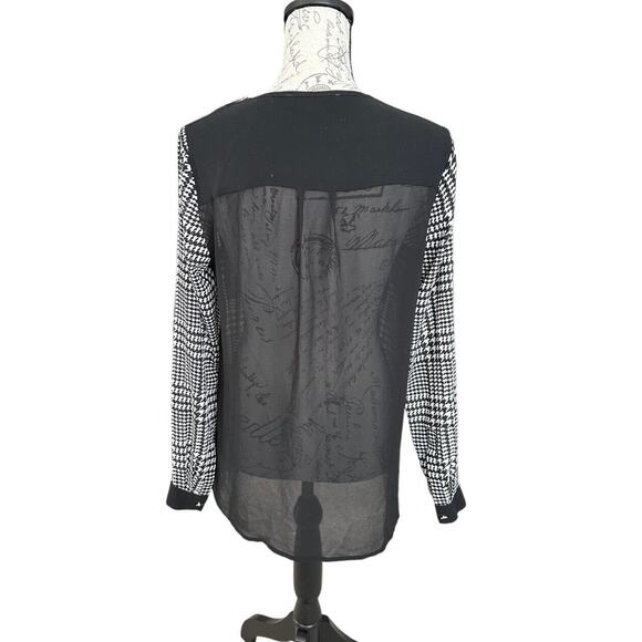 Michael Kors Sheer Houndstooth Top with Gold Zippers Small - Picture 3 of 7